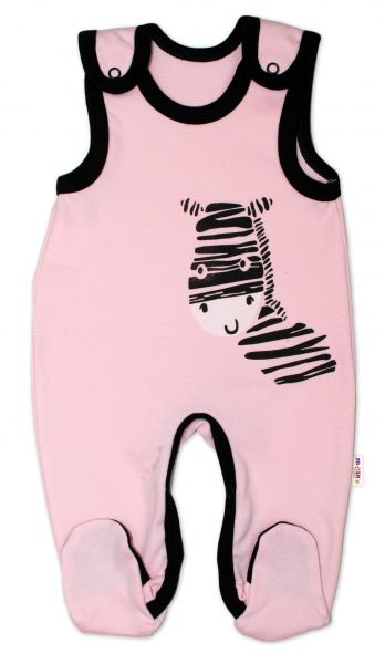 Dojčenské bavlnené dupačky Baby Nellys, Zebra - ružové, veľ. 56