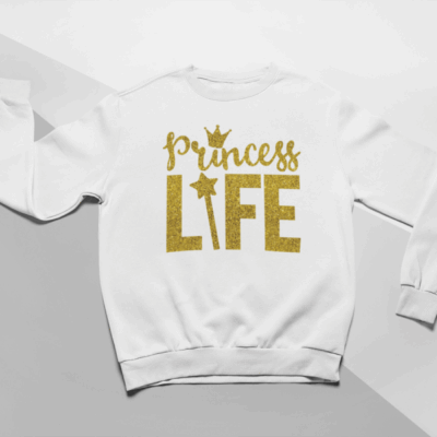 Dievčenská mikina KIDSBEE "Princess Life" - Biela