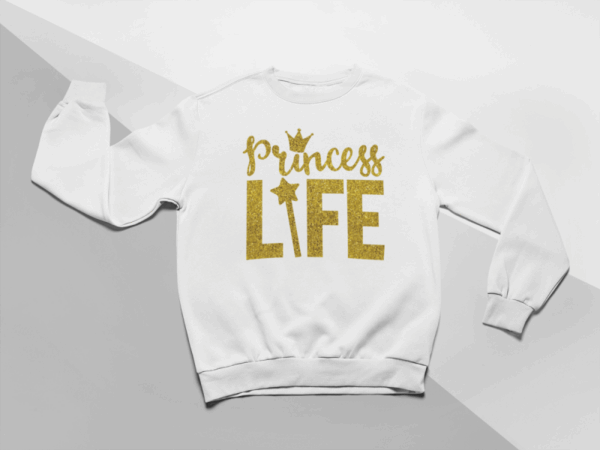 Dievčenská mikina KIDSBEE "Princess Life" - Biela