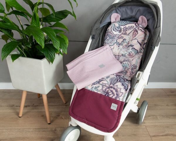 2-dielna súprava do kočíka Baby Nellys (Vafle/Bavlna) "Retro Kvety"