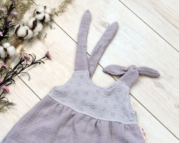 Letné mušelínové šaty Baby Nellys "Summer" - Sivé - Image 3
