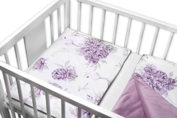 3-dielna súprava do postieľky Baby Nellys "Plameniak" (Bavlna/Velvet) - Image 3