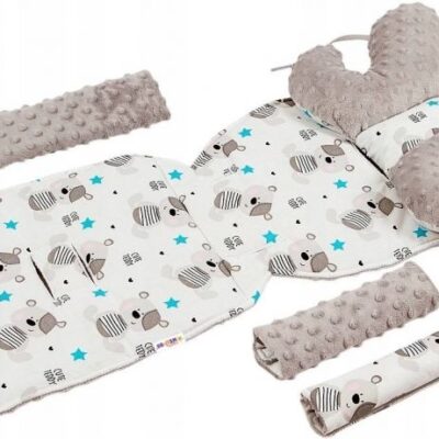 5-dielny obojstranný komplet do kočíka Baby Nellys "Cute Teddy" (Minky)