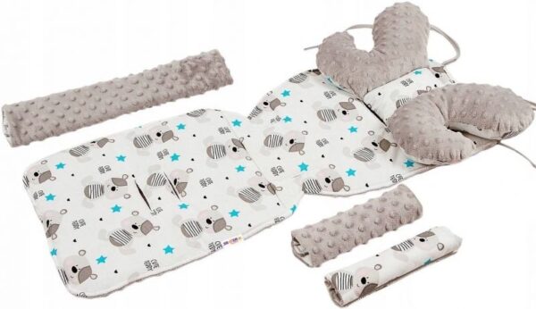 5-dielny obojstranný komplet do kočíka Baby Nellys "Cute Teddy" (Minky)
