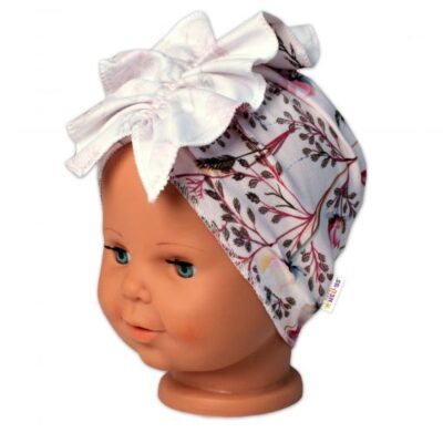 Dievčenská čelenka Baby Nellys "Turban Motýliky" - Ružová