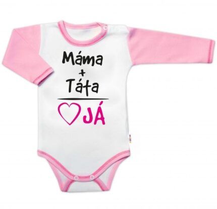Body dlhý rukáv s vtipným textom Baby Nellys, Máma+Táta, holka