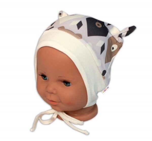 Dojčenská čiapočka "uzlík" Baby Nellys "Medvede" - Hnedá - Image 2