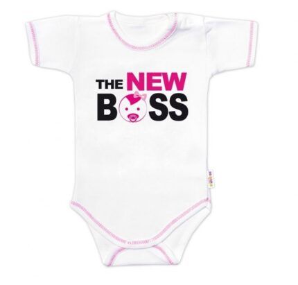 Body krátky rukáv s vtipným textom Baby Nellys, The New Boss, veľ. 68, holka