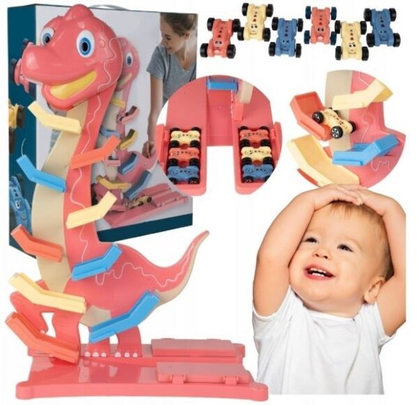 Hrajúca autodráha Tulimi "Dino" so 6 autíčkami - Oranžová - Image 4