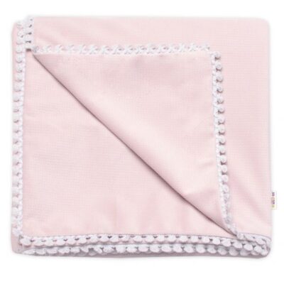 Obojstranná zamatová deka Baby Nellys s lemovaním (100x75 cm) - Púdrová