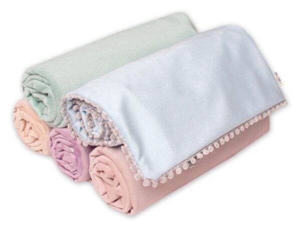 Obojstranná zamatová deka Baby Nellys s lemovaním (100x75 cm) - Zelená - Image 2