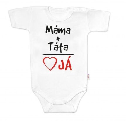 Body krátky rukáv s vtipným textom Baby Nellys, Máma+Táta, biele