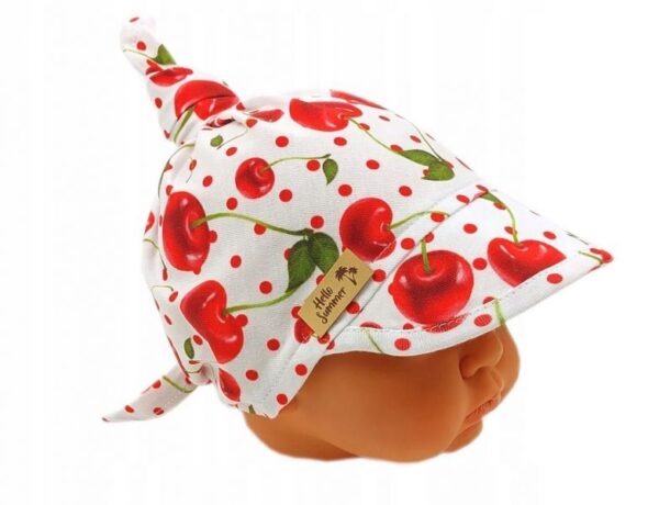 Bavlnená šatka so šiltom Baby Nellys "Čerešničky" - Image 4