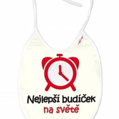 Nepremokavý podbradník Baby Nellys "Najlepší budíček na svete" - Smotanový