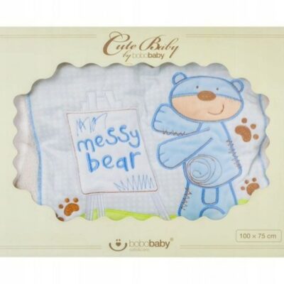 Dvojvrstvová detská deka BoboBaby "Bear" - Krémovo-modrá