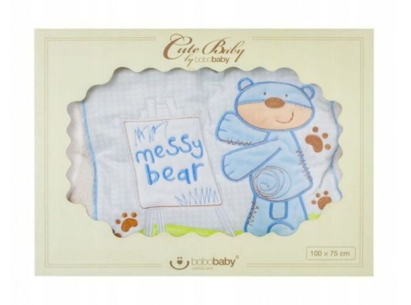 Dvojvrstvová detská deka BoboBaby "Bear" - Krémovo-modrá