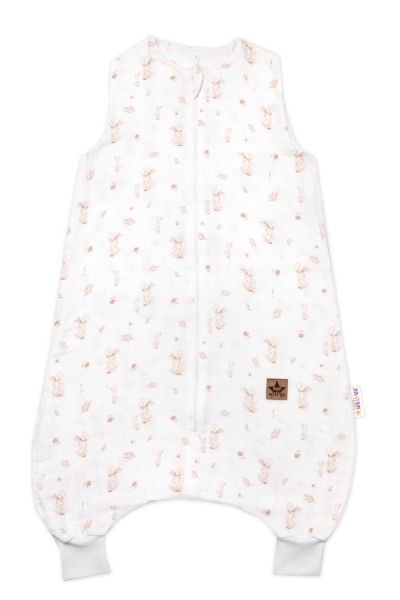 Mušelínový spací vak s nohavičkami GOOSE Baby Nellys Soft, 70cm, biela
