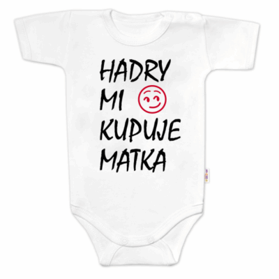 Body s krátkym rukávom a nápisom "Handry mi kupuje matka" - Biele