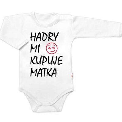 Body s dlhým rukávom a nápisom "Handry mi kupuje matka" - Biele