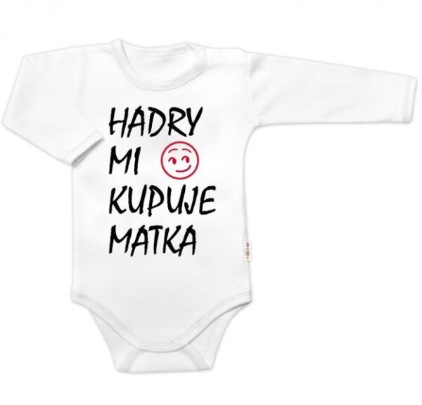 Body s dlhým rukávom a nápisom "Handry mi kupuje matka" - Biele