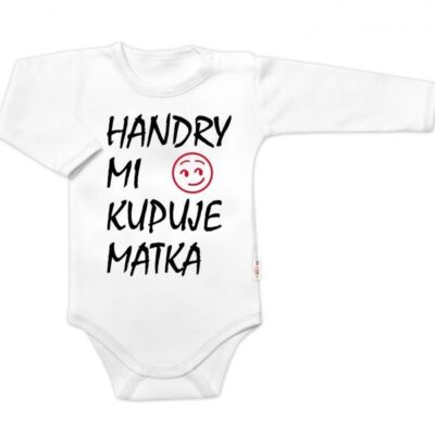 Body s dlhým rukávom a nápisom "Handry mi kupuje matka" - Biele