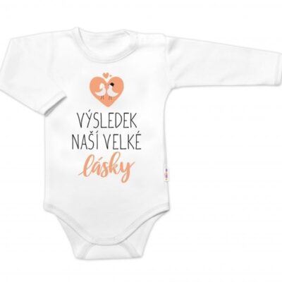 Dojčenské body Baby Nellys s nápisom "Výsledok našej veľkej lásky" - Biele