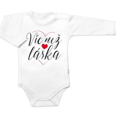 Dojčenské body Baby Nellys s nápisom "Viac než láska" - Biele, dlhý rukáv