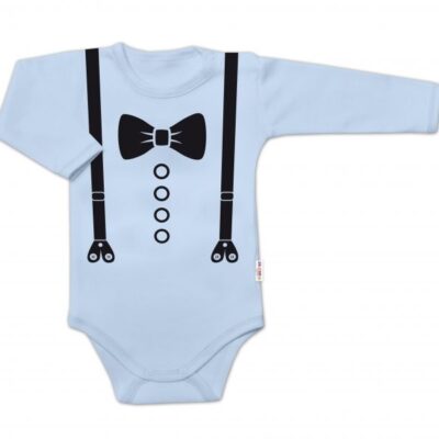Elegantné dojčenské body "Elegan" s dlhým rukávom - Svetlomodré