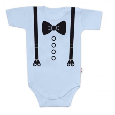Elegantné dojčenské body "Elegan" s krátkym rukávom - Svetlomodré