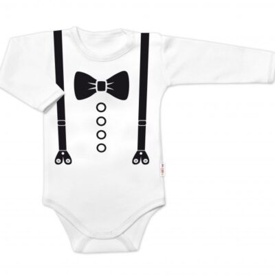Elegantné dojčenské body "Elegan" s dlhým rukávom - Biele