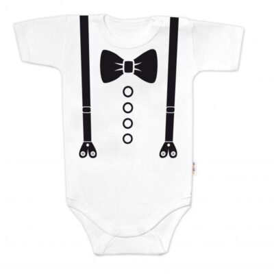Elegantné dojčenské body "Elegan" s krátkym rukávom - Biele