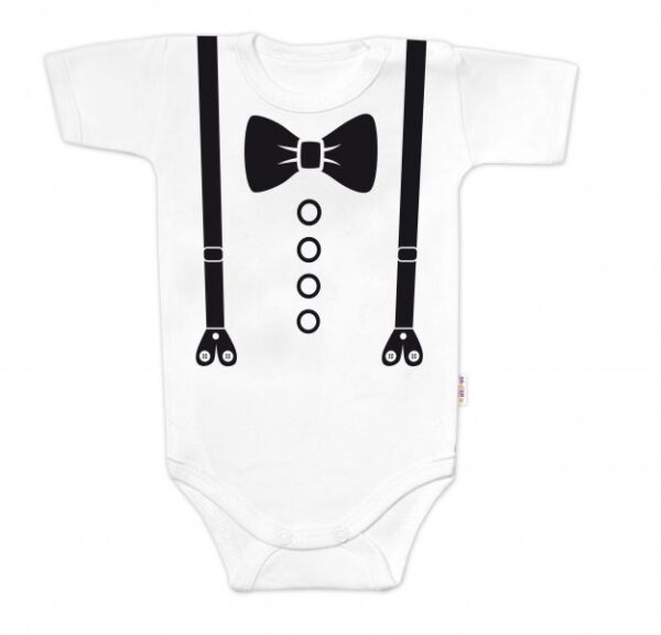 Elegantné dojčenské body "Elegan" s krátkym rukávom - Biele