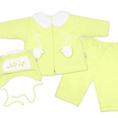 3-dielna dojčenská súprava Baby Nellys (kabátik, čiapočka, nohavice) - Zelená