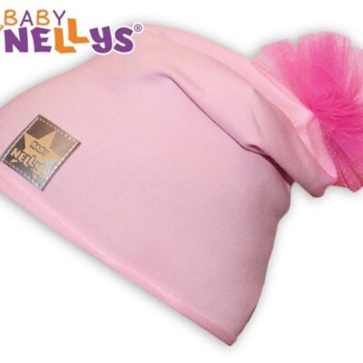 Bavlnená čiapka Baby Nellys "Tutu Kvietok" - Svetloružová