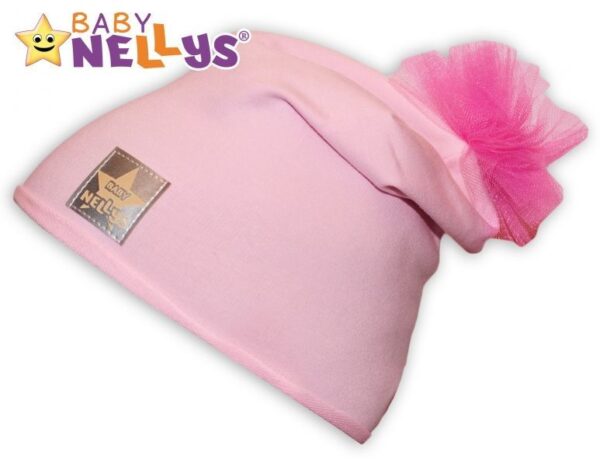 Bavlnená čiapka Baby Nellys "Tutu Kvietok" - Svetloružová