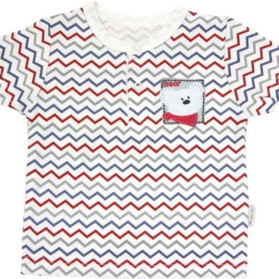 Dojčenské polo tričko Mamatti "Zvieratká zigzag" - Krátky rukáv