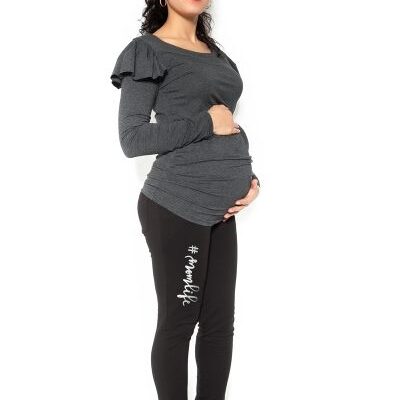 Tehotenské tepláky Be MaaMaa "MOM life" - Čierne