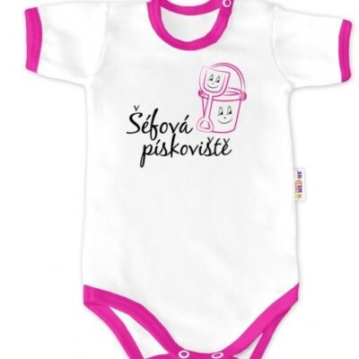 Dojčenské body Baby Nellys "Šéfka pieskoviska" - Biele / Ružové