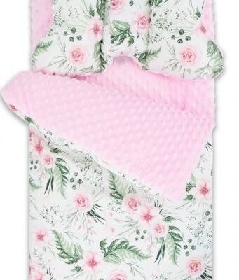 Minky fusak s vankúšikom Baby Nellys "Flowers" - Ružový