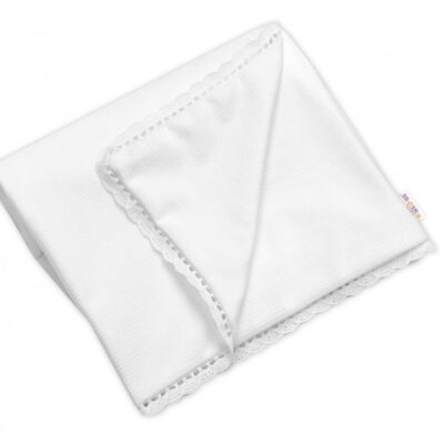 Luxusná obojstranná deka Velvet s čipkou (100x75 cm) - Biela