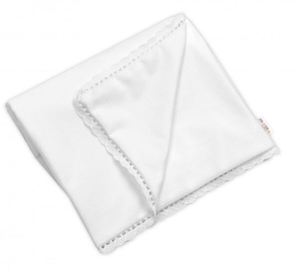 Luxusná obojstranná deka Velvet s čipkou (100x75 cm) - Biela