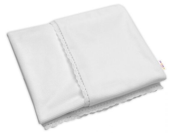 Luxusná obojstranná deka Velvet s čipkou (100x75 cm) - Biela - Image 2
