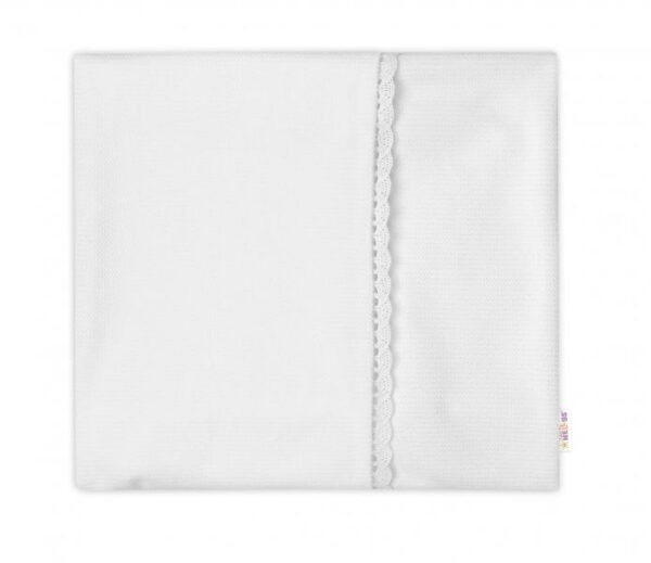 Luxusná obojstranná deka Velvet s čipkou (100x75 cm) - Biela - Image 3