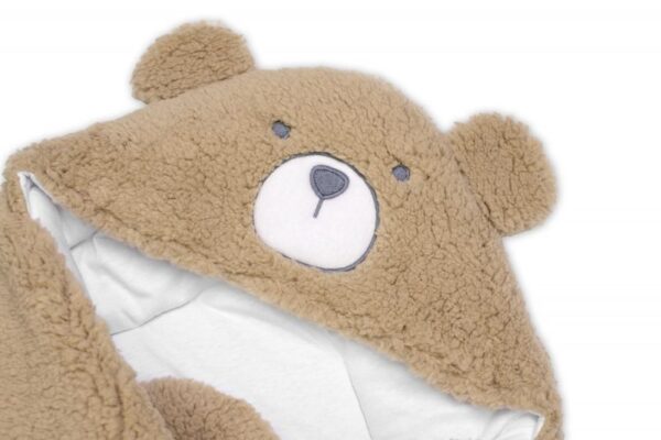 Baránková zavinovačka s kapucňou "Teddy Bear" - Hnedo-biela - Image 3