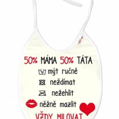 Nepremokavý podbradník Baby Nellys "Vždy milovať" - Smotanový
