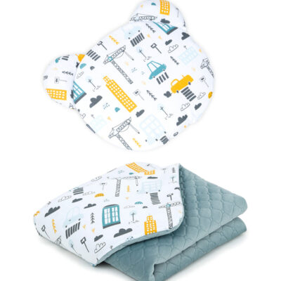 2-dielna sada, dečka Velvet 75 x 100 cm s vankúšikom Teddy, Mestečko, khaki/biela