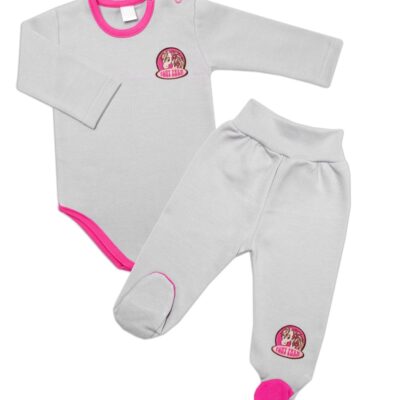 2-dielna sada G-baby body dl. rukáv + polodupačky Pony Farm, sivá, veľ. 68