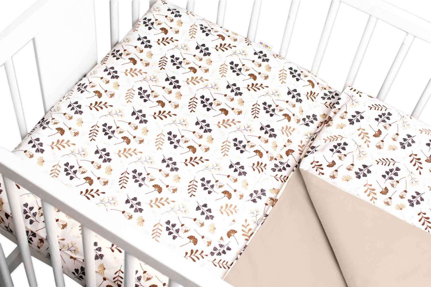 2-dielne bavlnené obliečky Lúka, Baby Nellys, béžová/hnedá, 135x100 cm