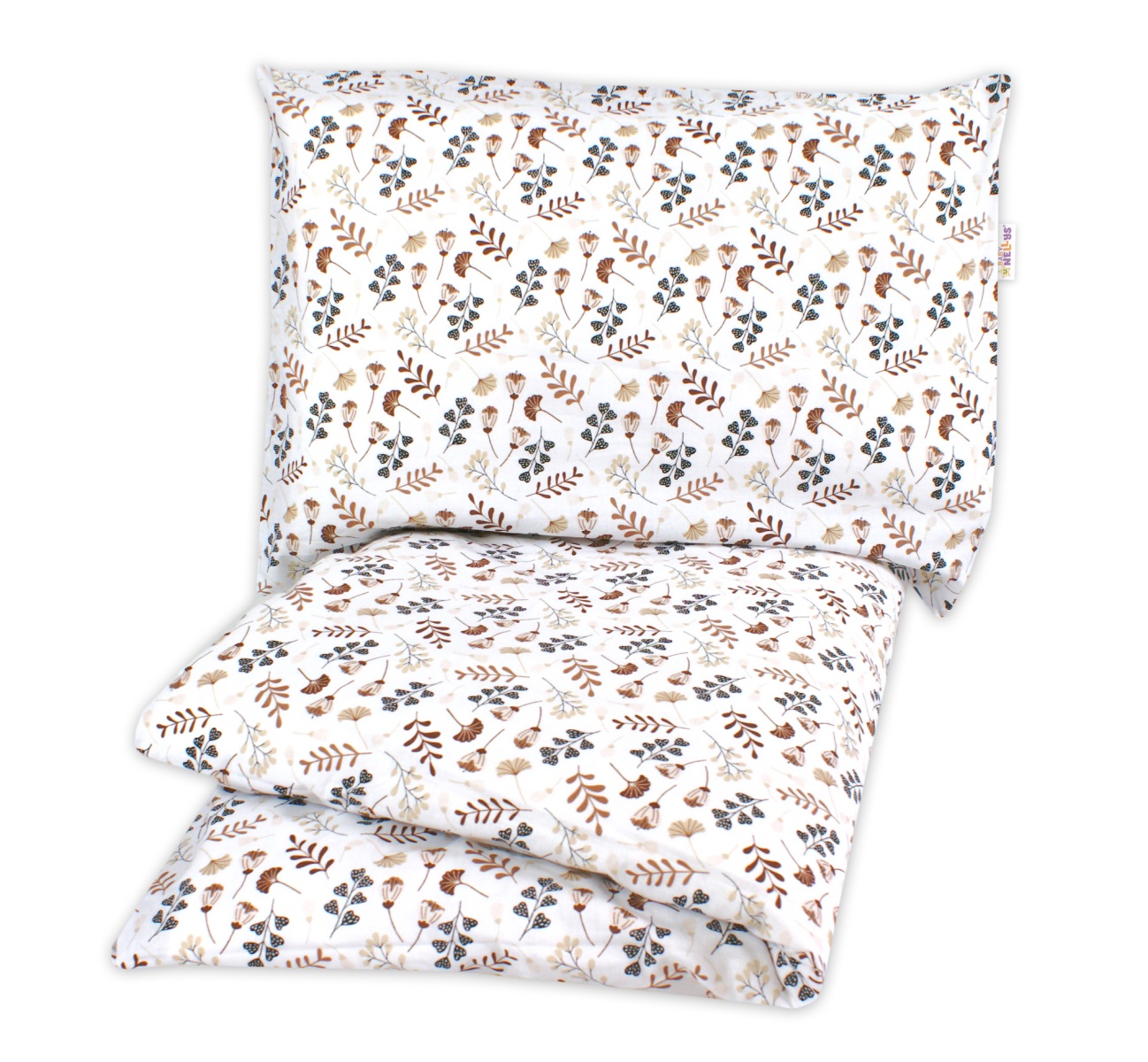 2-dielne bavlnené obliečky - Lúka, Baby Nellys, béžová/hnedá, 140x200/70x90cm