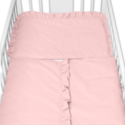 2-dielne bavlnené obliečky s volánikom SOFT, Baby Nellys, púdrovo ružové